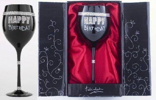 Happy Birthday Black Wine Glass - GWW101