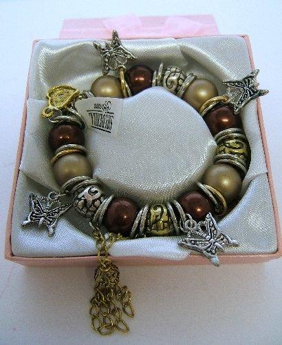 Ladies Trevi Bracelet Metallic Butterfly & Heart Charms