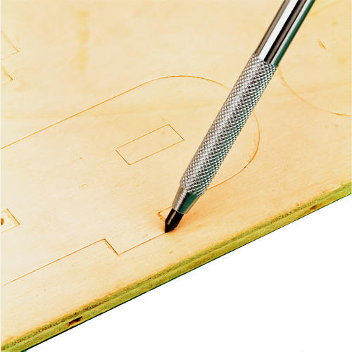 Tungsten carbide scriber marking lines on wood