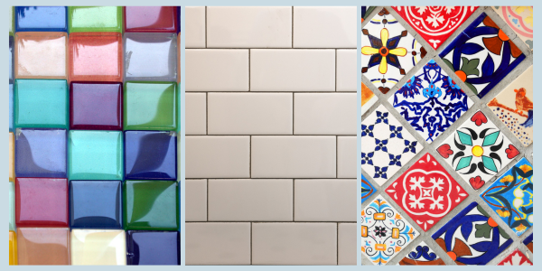 tiles in glass, porcelain and ceramic