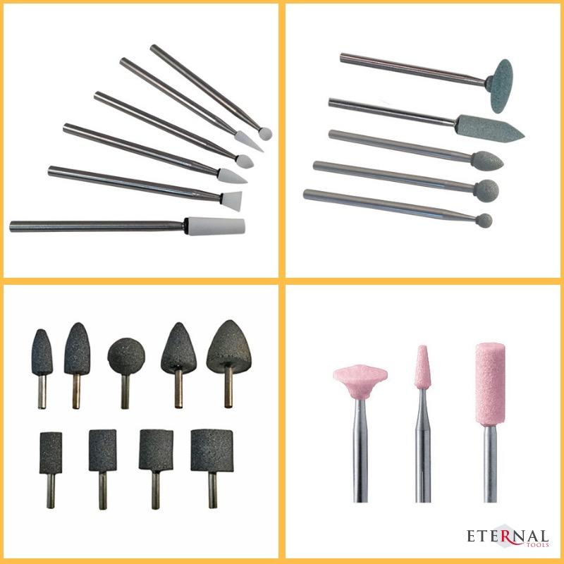 Abrasive stone burrs for carving and shaping glass by Eternal Tools.