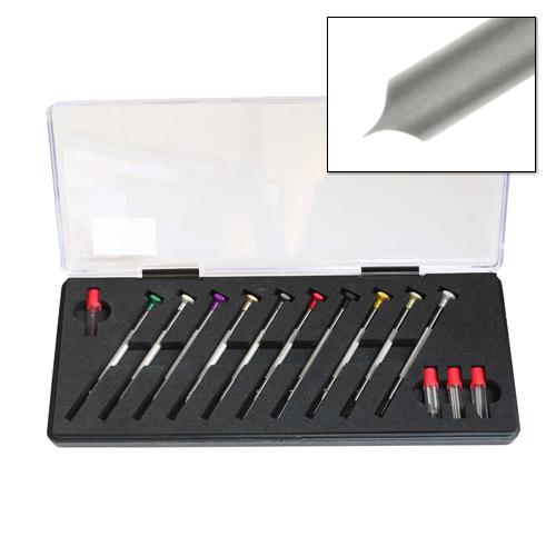 Curved, T shaped sscrewdriver set with hollow ground blades 10 piece