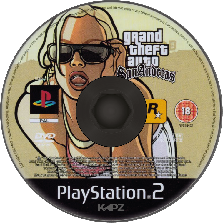 Grand Theft Auto Sanandreas PS2 GTA Disc Style Plastic Coaster 