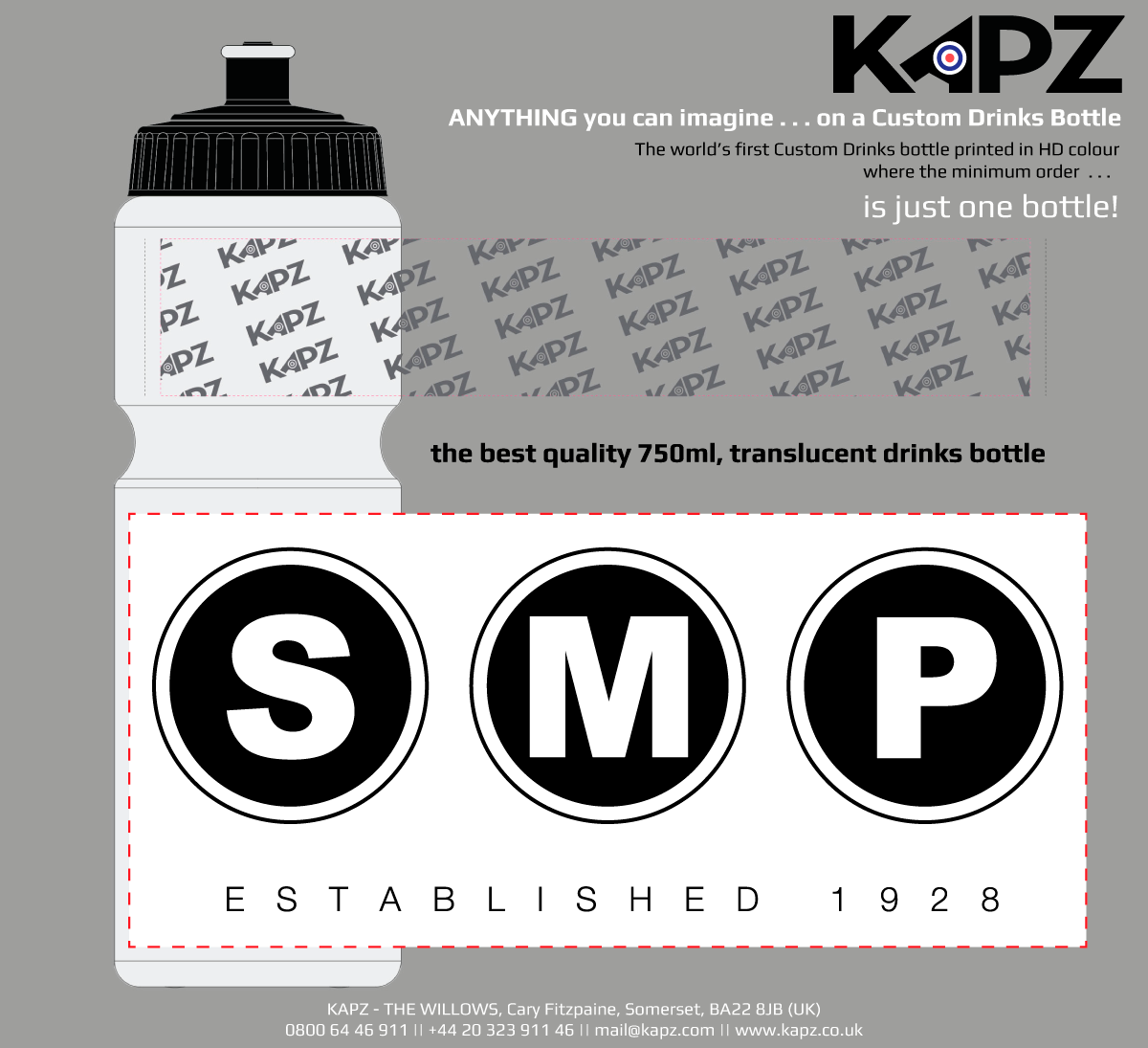 Custom 750ml Traditional Drinks Bottle - view 15 by KAPZ