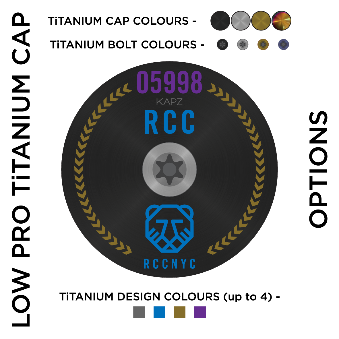 ULTIMATE Domed Low Pro Titanium Headset Cap - view 2 by KAPZ
