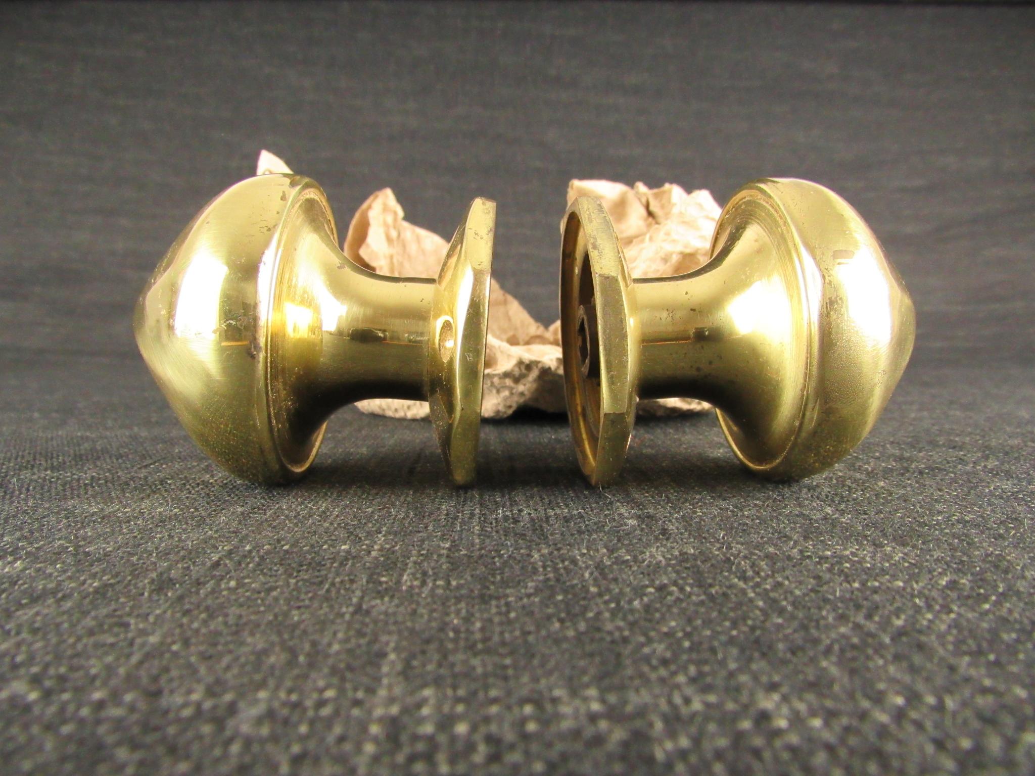 Pair of Vintage Octagonal Brass Door Knobs