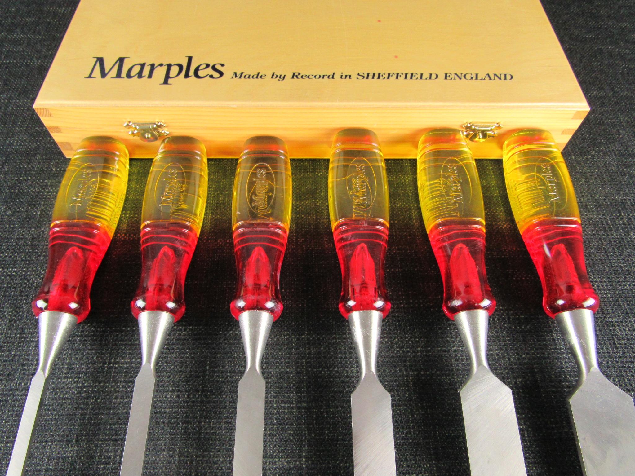 Boxed Set of 6 RECORD MARPLES Splitproof Bevel Edge Chisels Hand