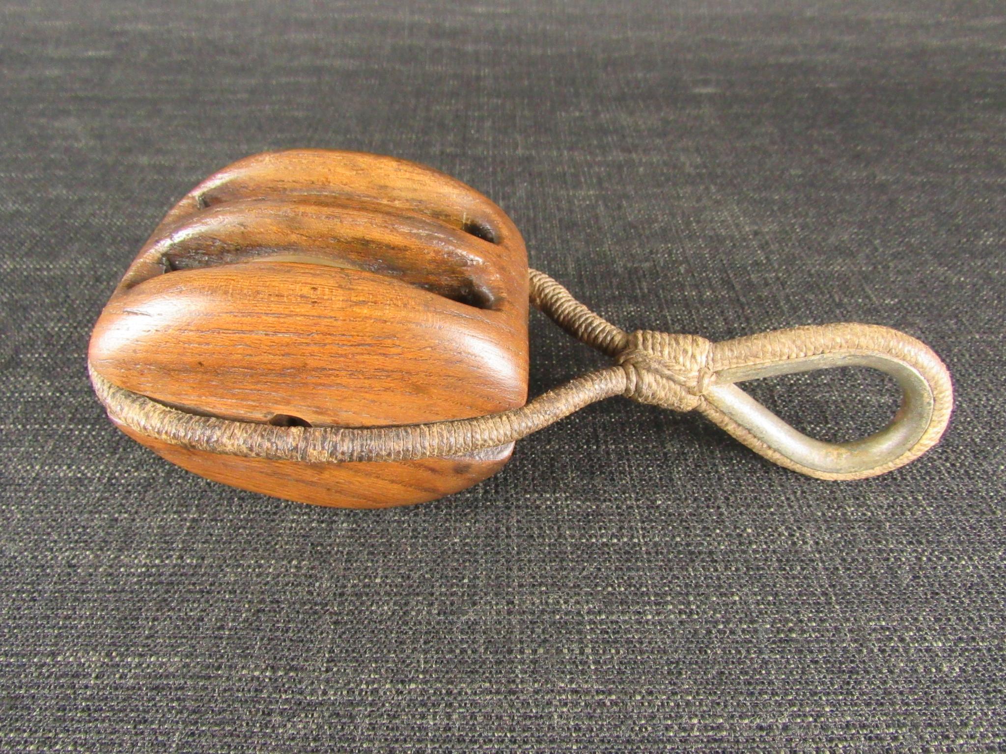 Vintage Wooden Double Pulley Block Sold