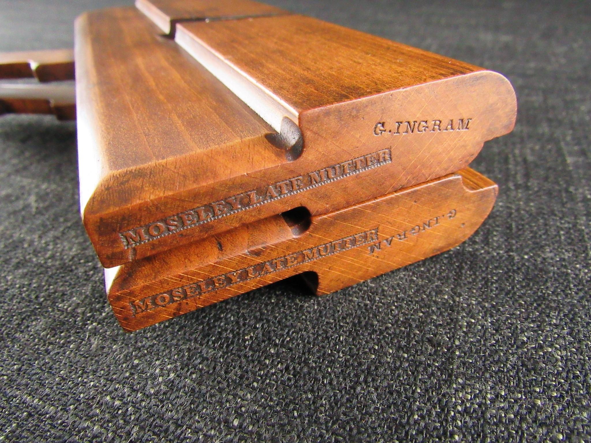 Scarce Early Pair of MOSELEY LATE MUTTER Wooden Side Round Moulding Planes