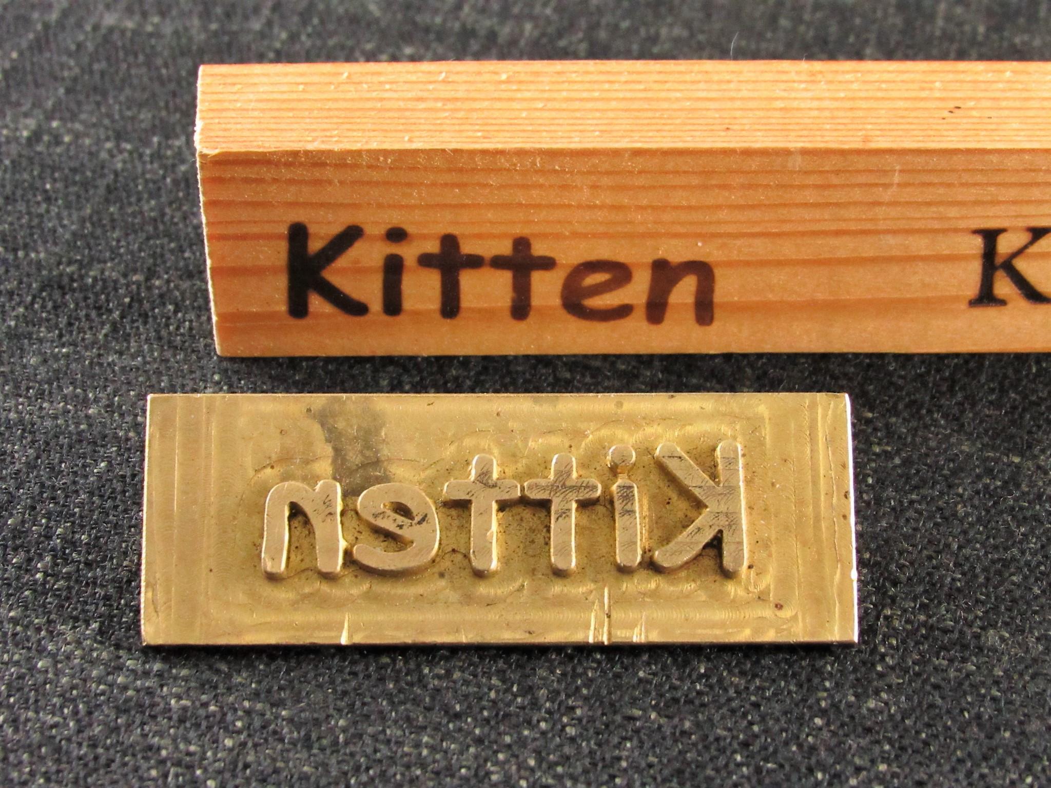 3 Brass Embossing Stamps from a Norfolk Shoe Factory - Kitten - KIKI - Pure