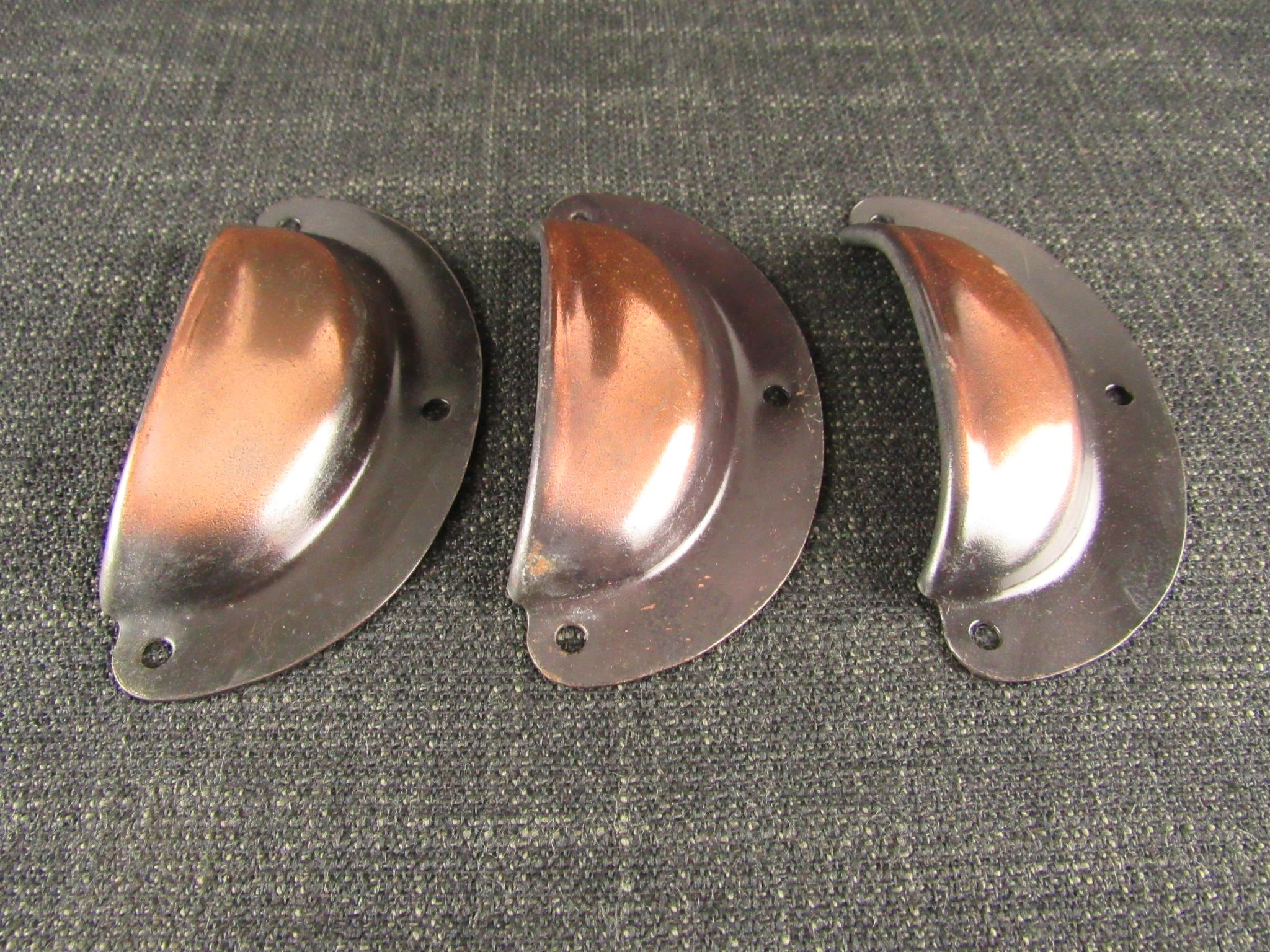 3 Rolled Edge Cup Handle Drawer Pulls