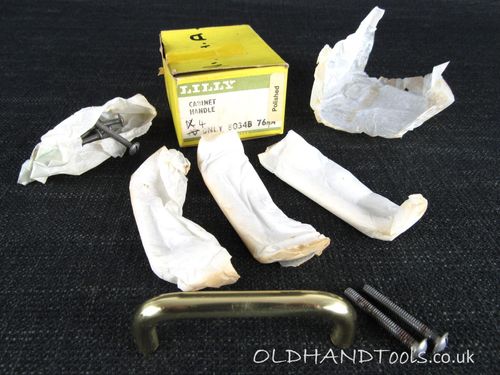 4 x LILLY 8034B Brass Cabinet Handles - New Old Stock