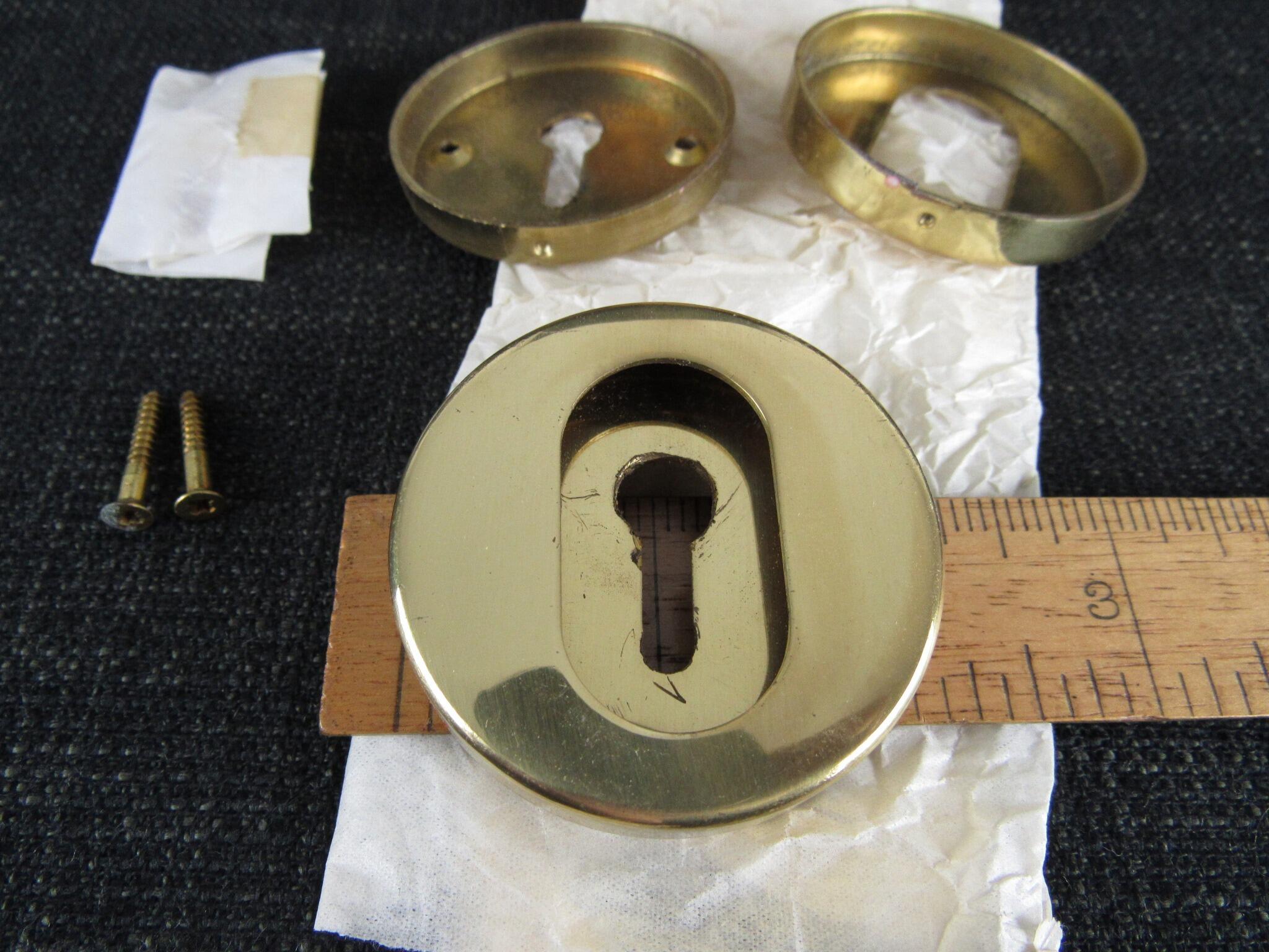 ROTHLEY BRASS 2 x Polished Brass Escutcheons - New Old Stock