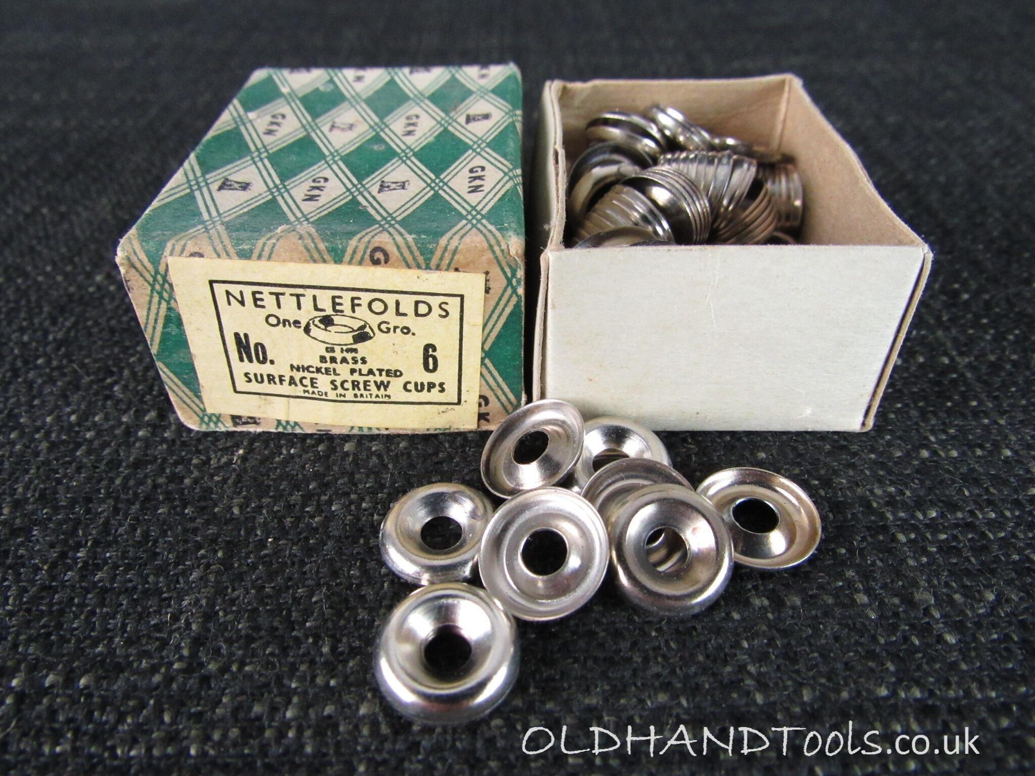 NETTLEFOLDS Nickel Plated Brass Surface Screw Cups - Size 6