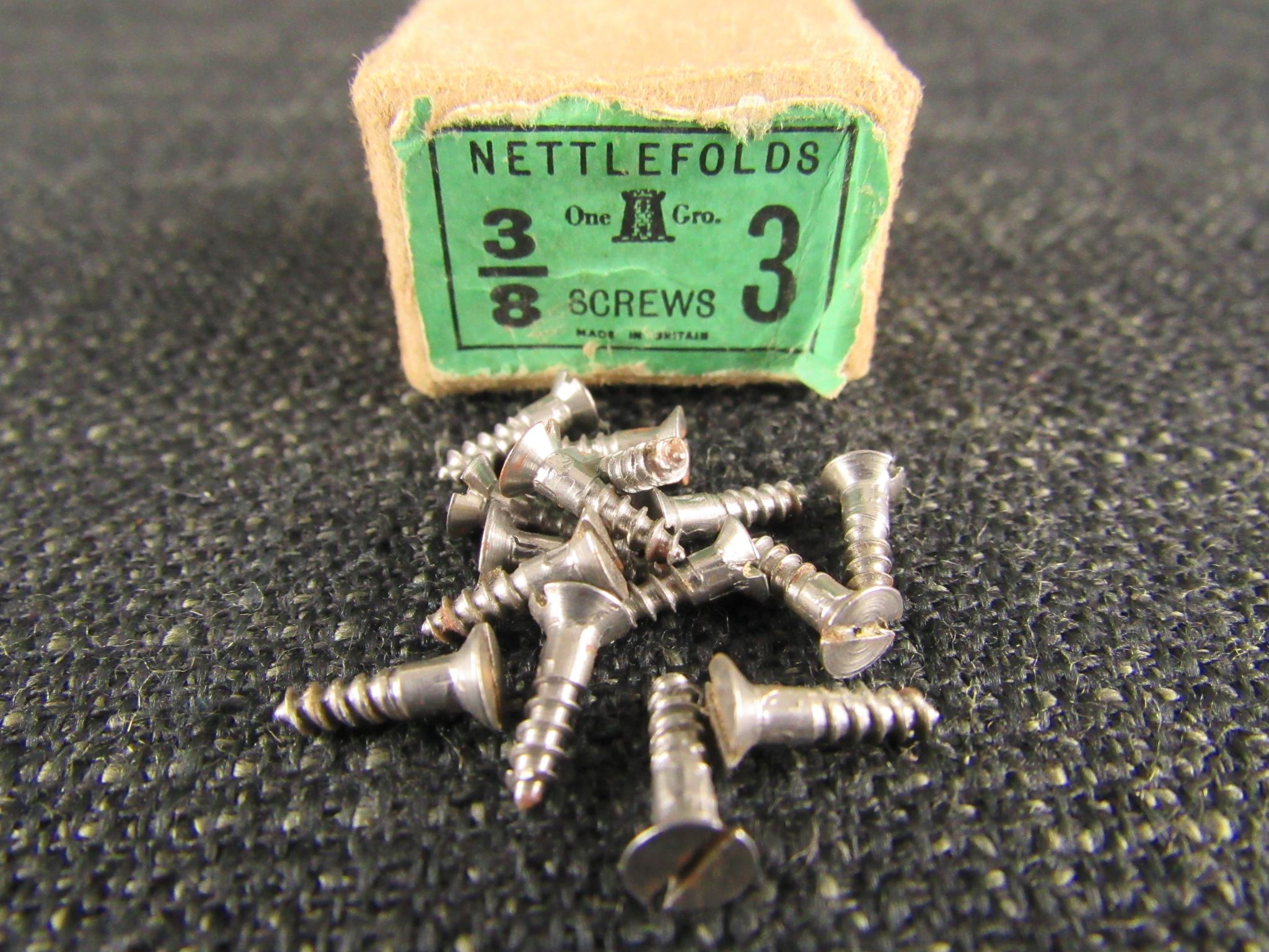 NETTLEFOLDS 3 x 3/8 CSK Slotted Steel Screws (Qty 25)