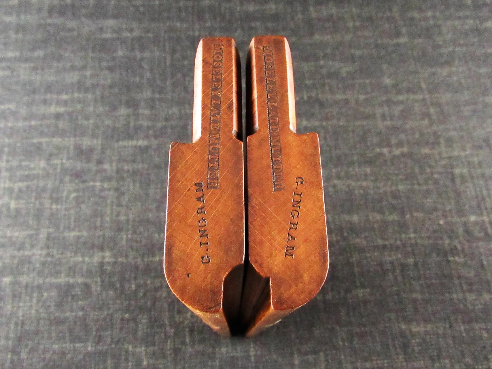 Scarce Early Pair of MOSELEY LATE MUTTER Wooden Side Round Moulding Planes