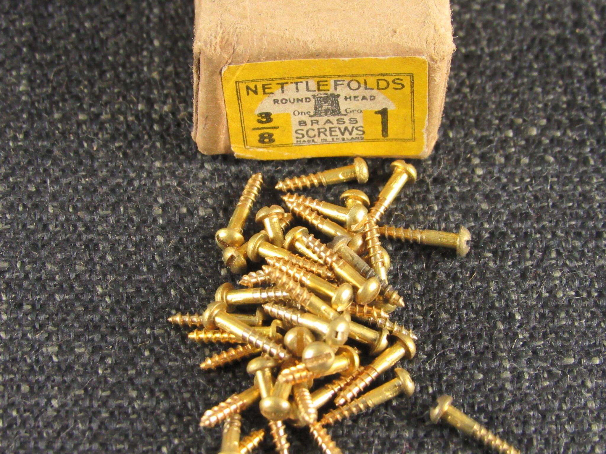 NETTLEFOLDS 1 x 3/8 Round Head Brass Screws (Qty 25)