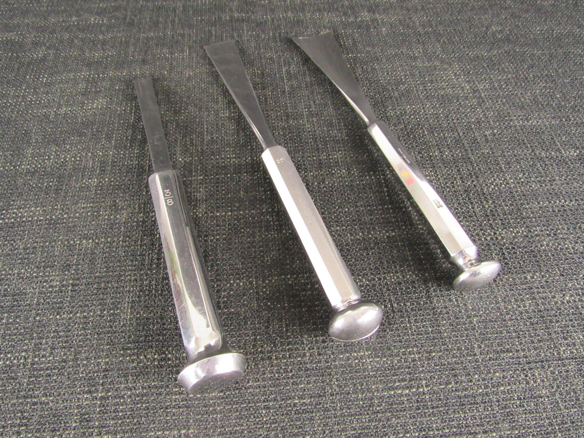 3 Vintage Surgical Bone Chisels & Gouges