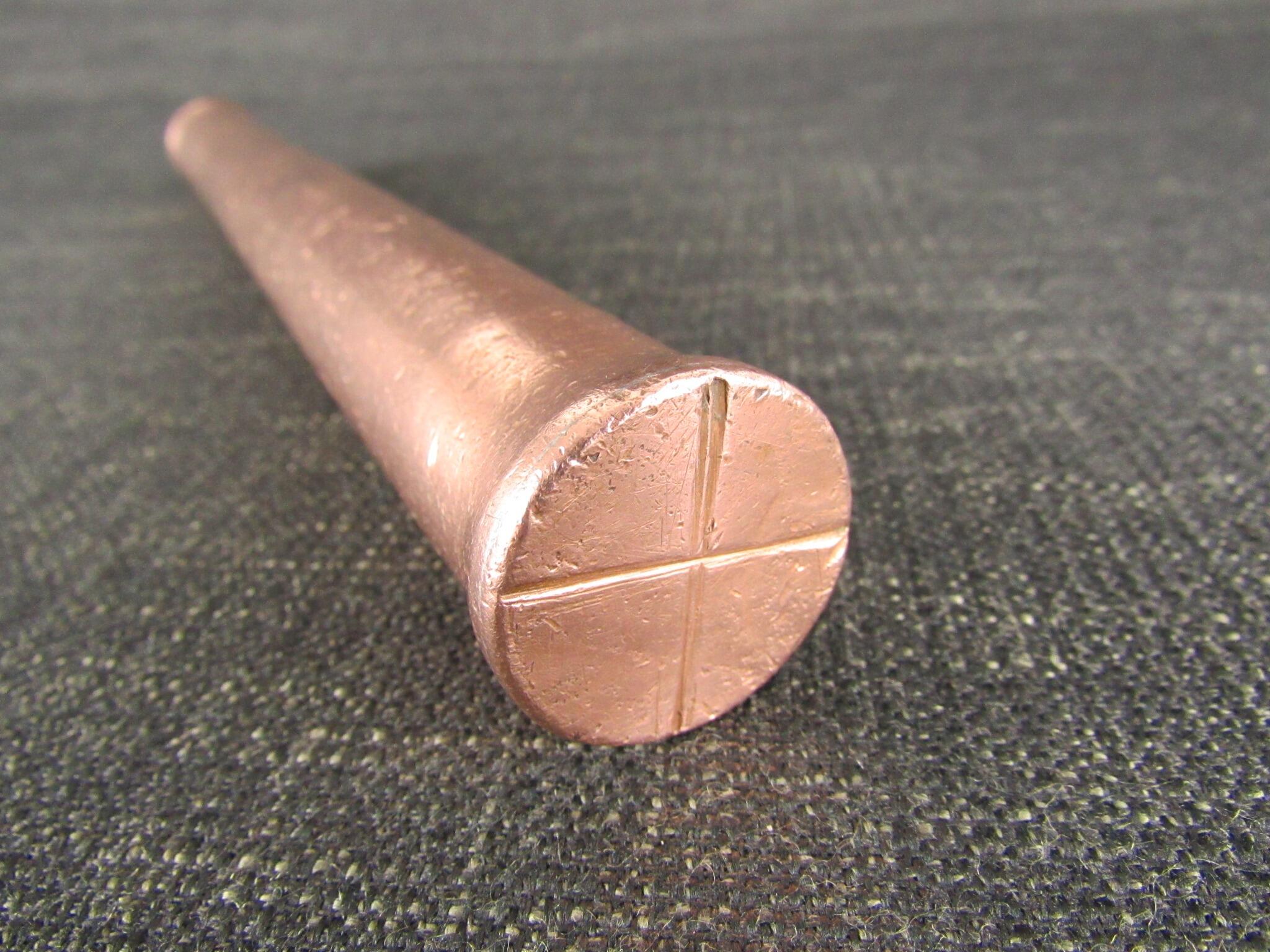 Heavy Copper Tube Container with Brass Top