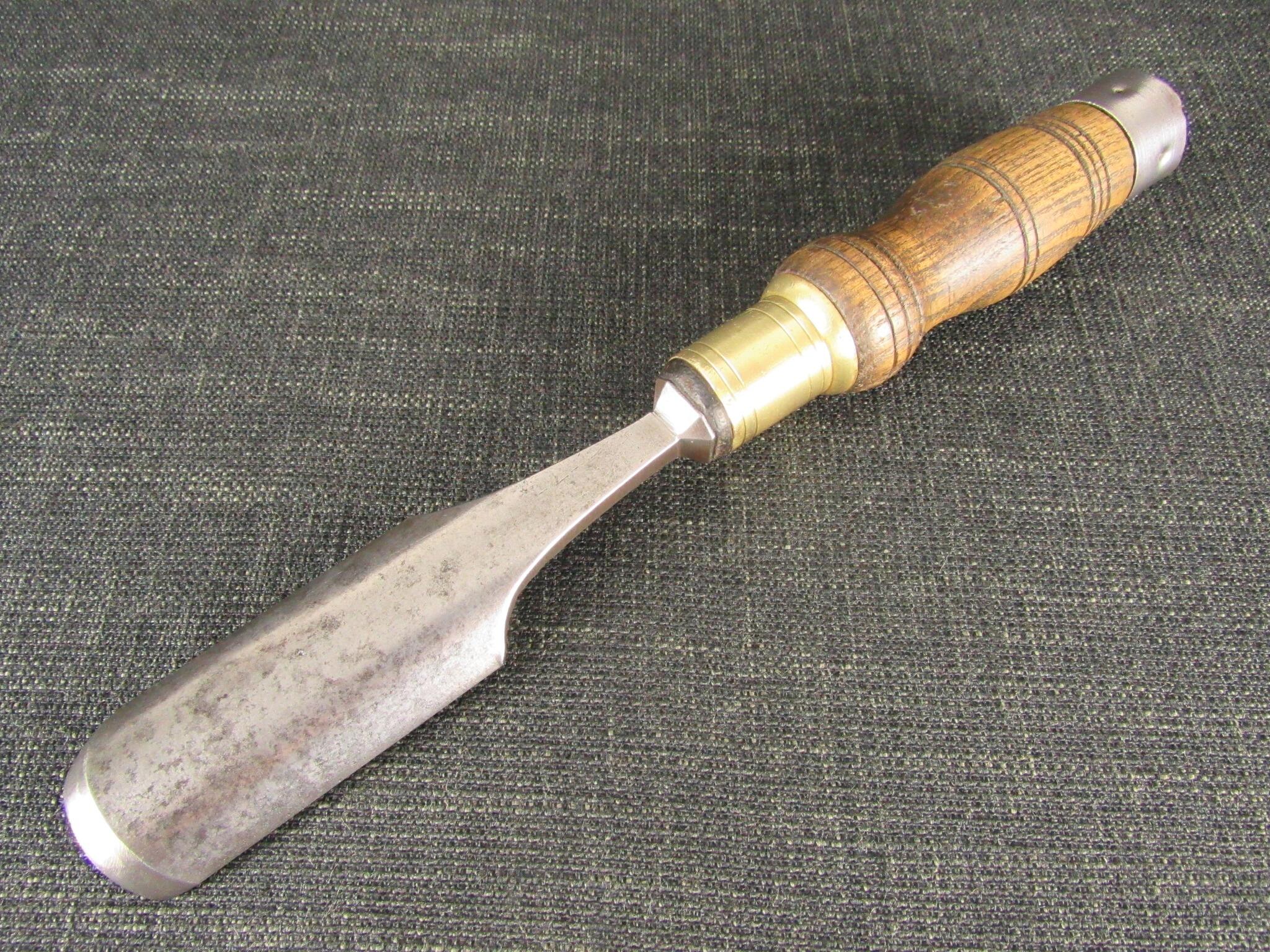 Large GILPIN Firmer Gouge with Ornate Brass Ferrule - 1 7/16 inch *SOLD*