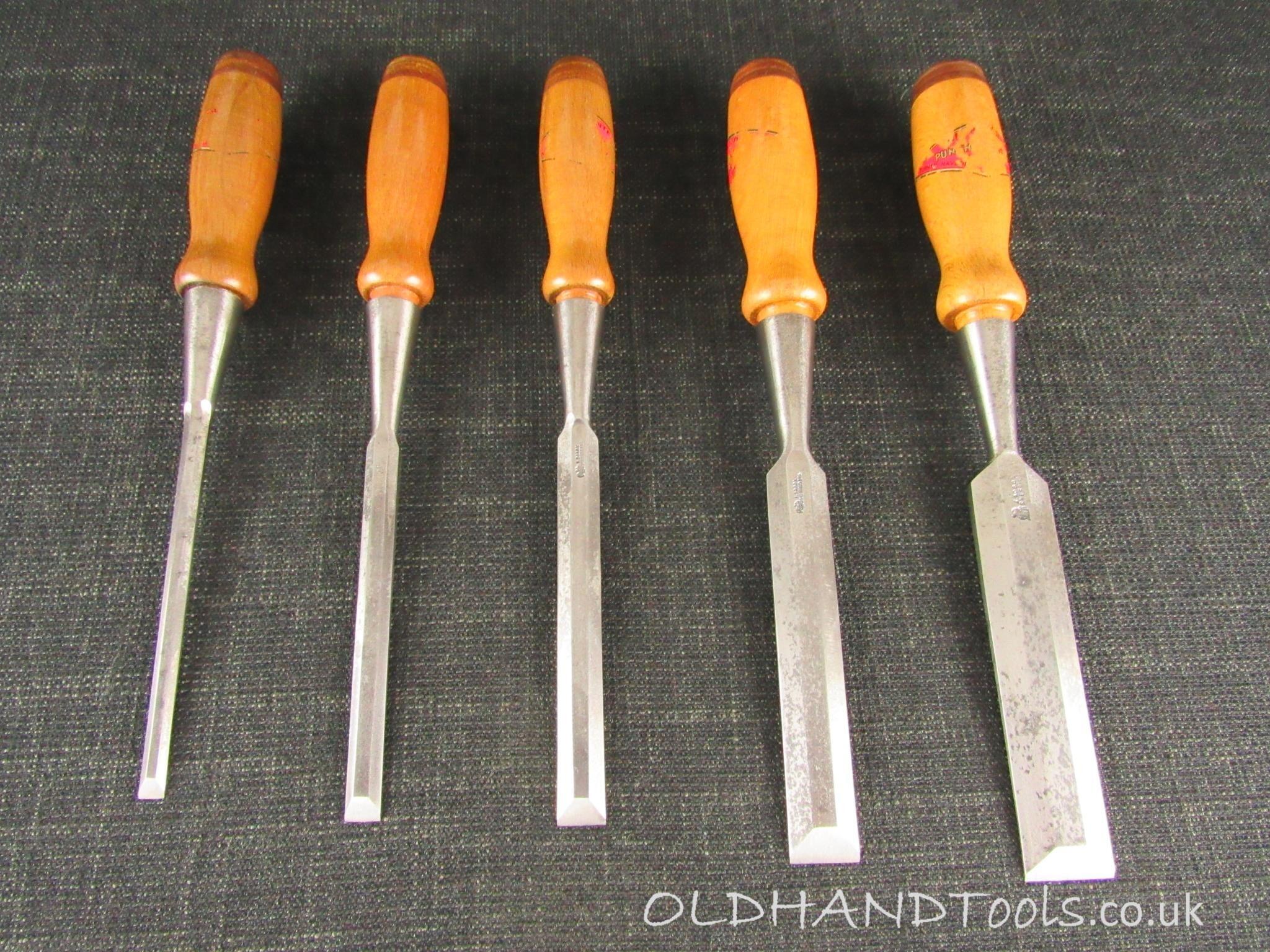 Graduated Set of 5 SORBY Bevel Edge Socket Cabinet Chisels