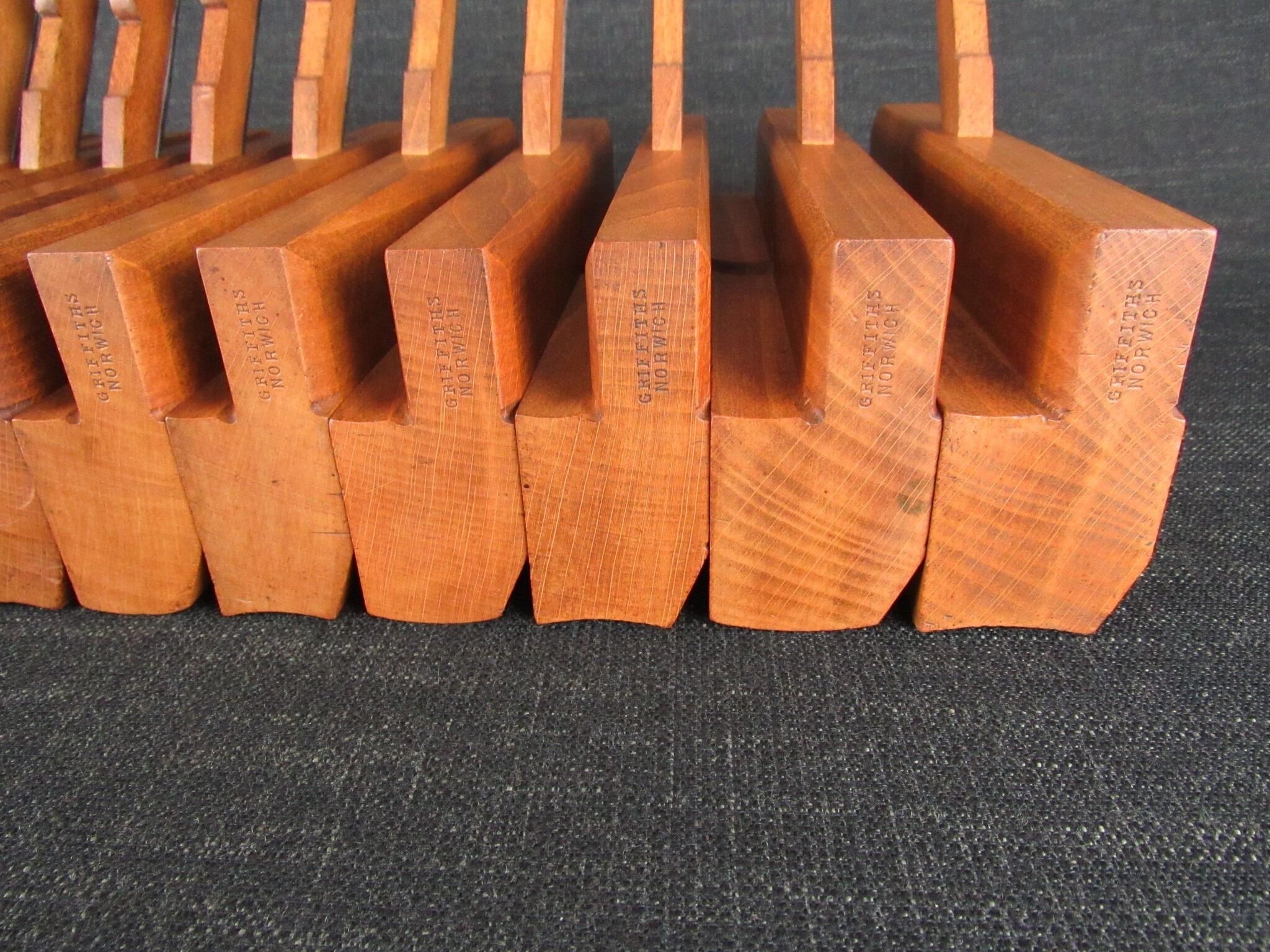 Set of 18 GRIFFITHS Hollow & Round Moulding Planes