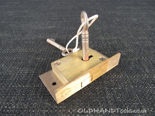 Vintage Brass Cabinet or Cupboard Lock with Hooked Bolt - New Old Stock