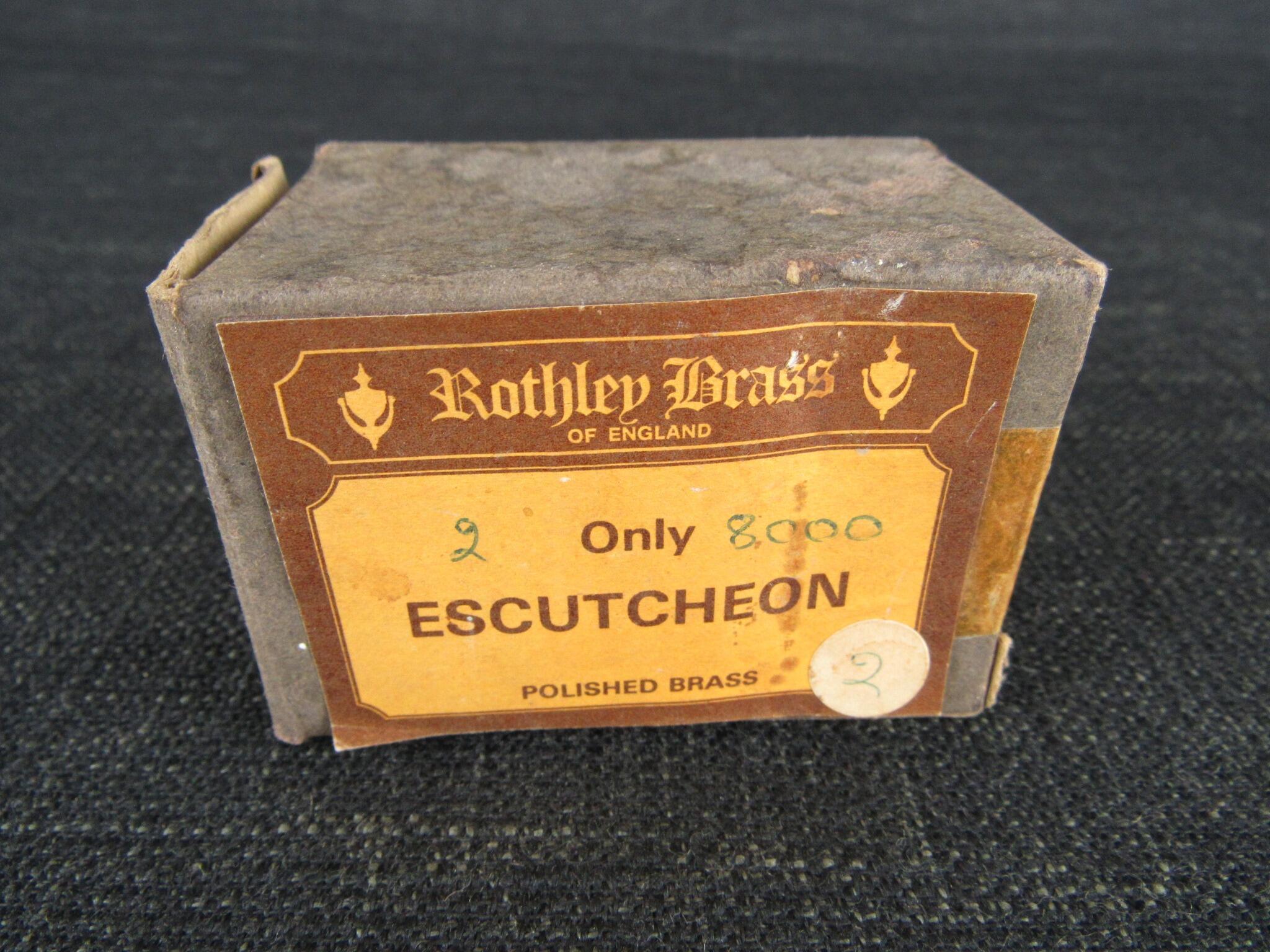 ROTHLEY BRASS 2 x Polished Brass Escutcheons - New Old Stock