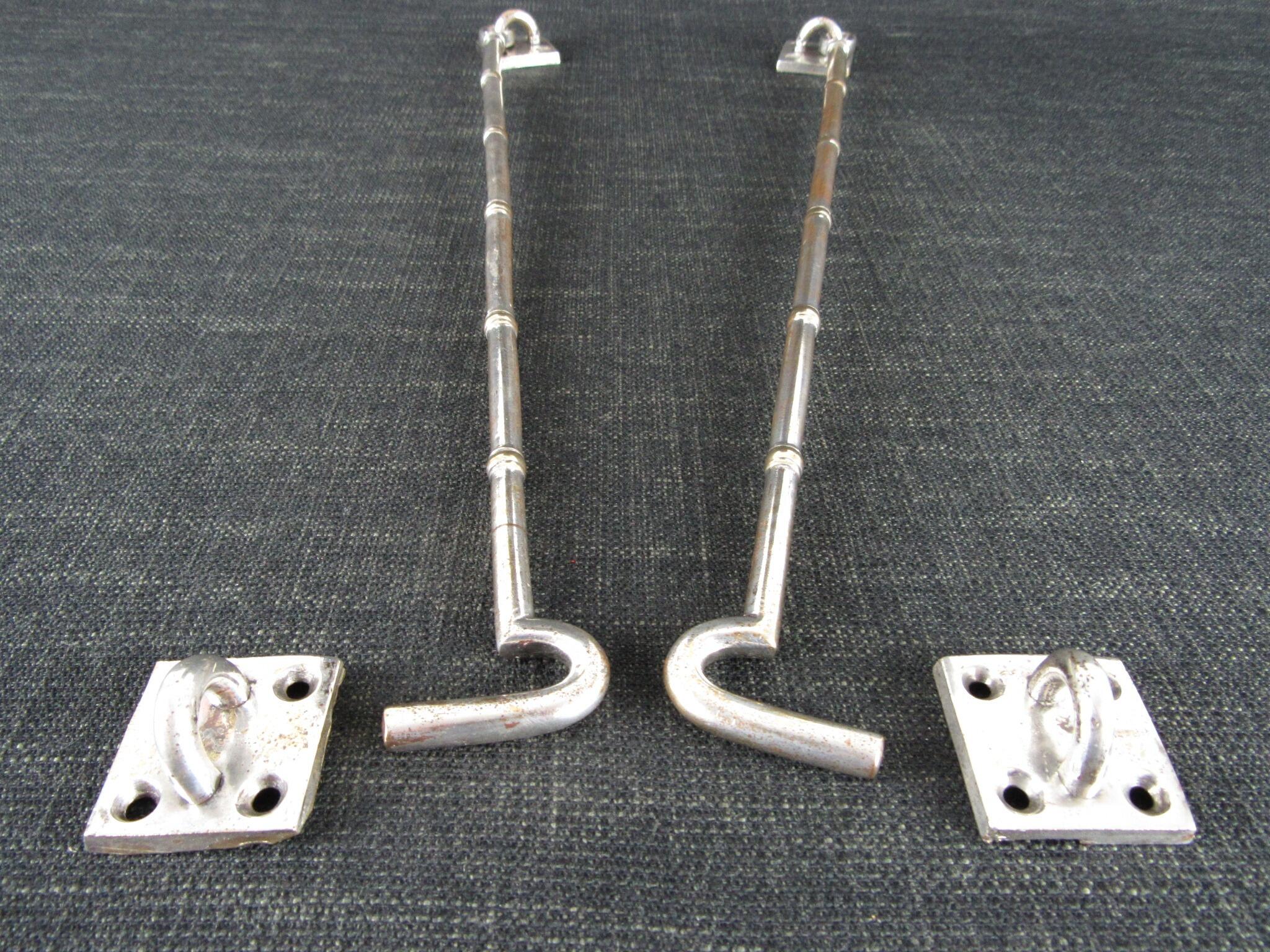 Pair of Vintage Plated Brass Bamboo Cabin Hooks