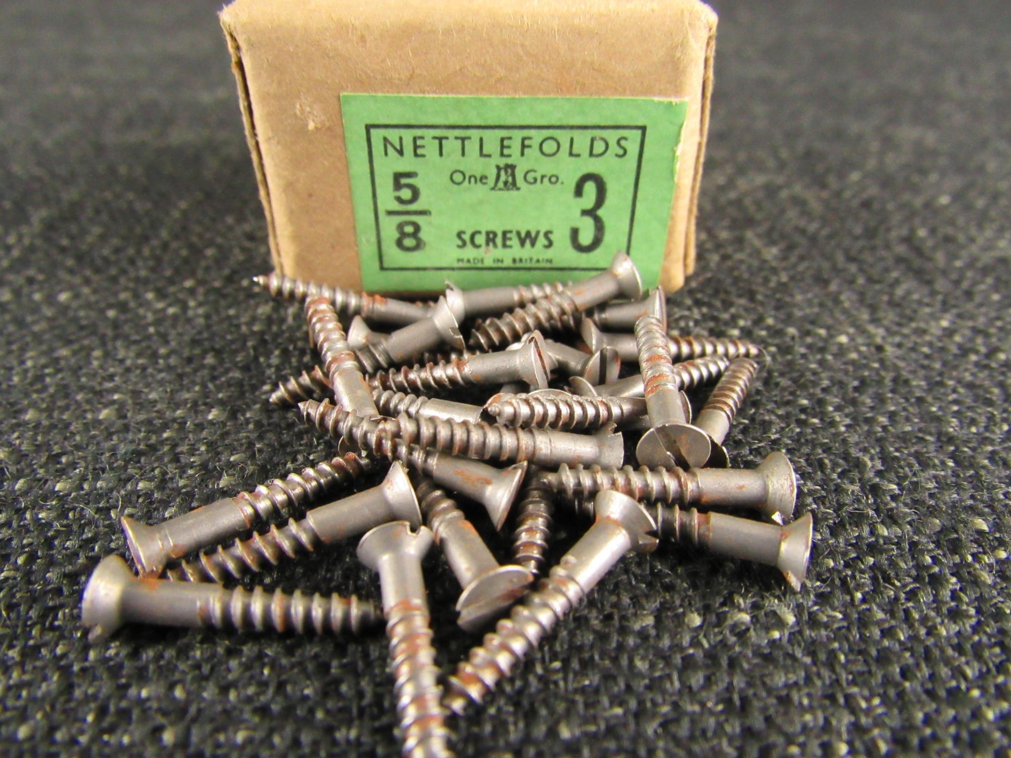 NETTLEFOLDS 3 x 5/8 CSK Slotted Steel Screws (Qty 25)