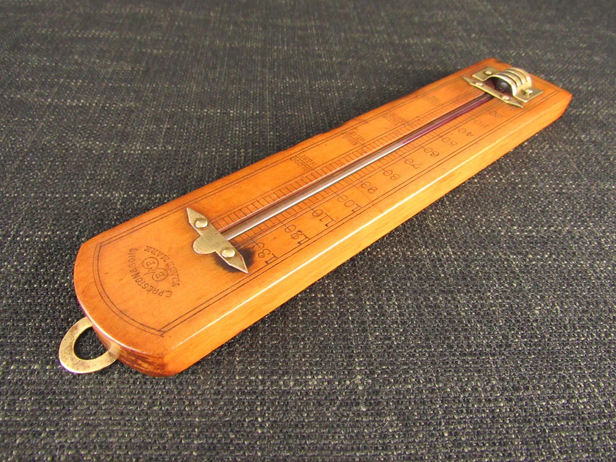 Rare EDWARD PRESTON Boxwood Thermometer