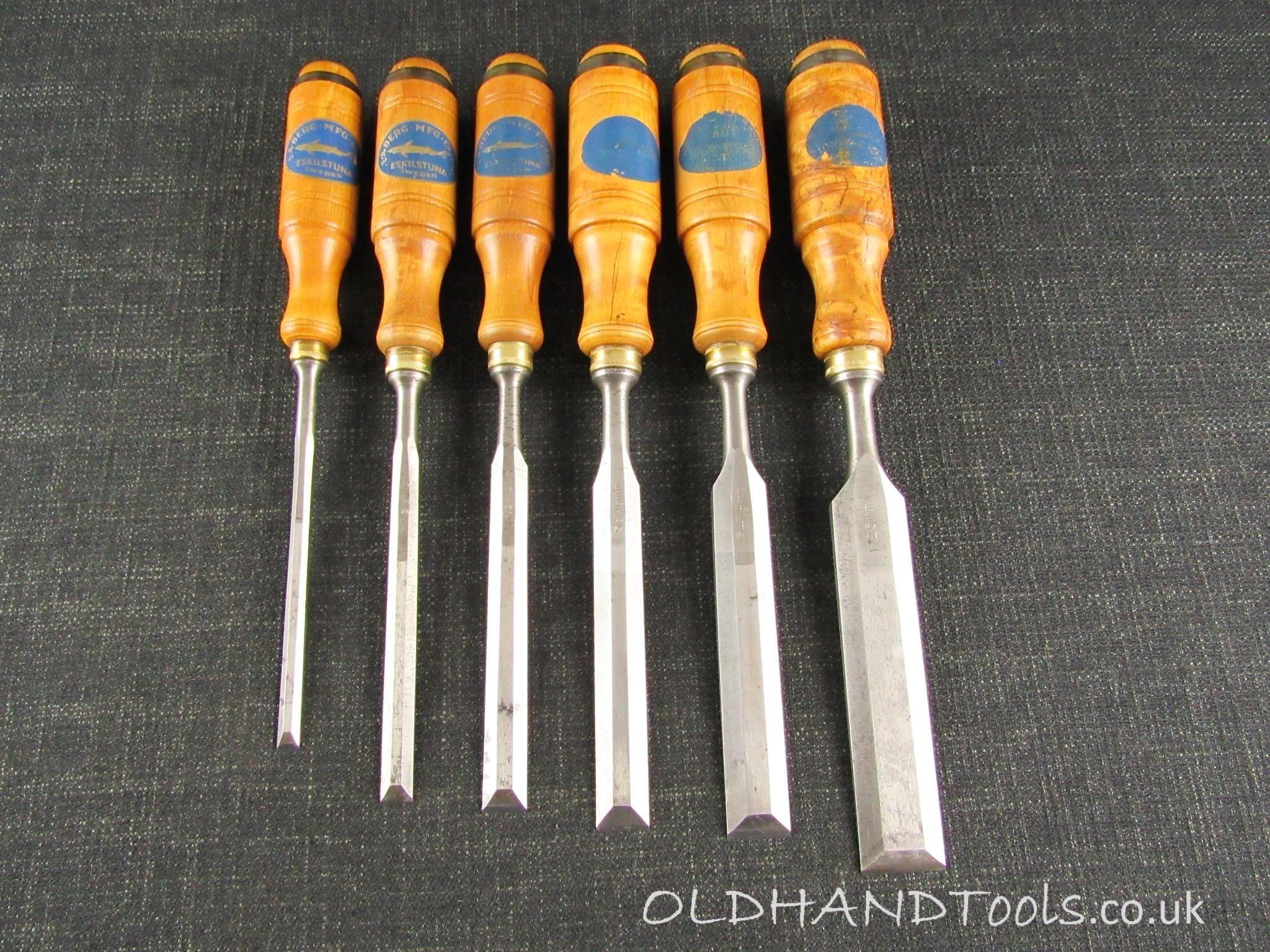 Graduated Set of 6 EA BERG Bevel Edge Chisels SOLD