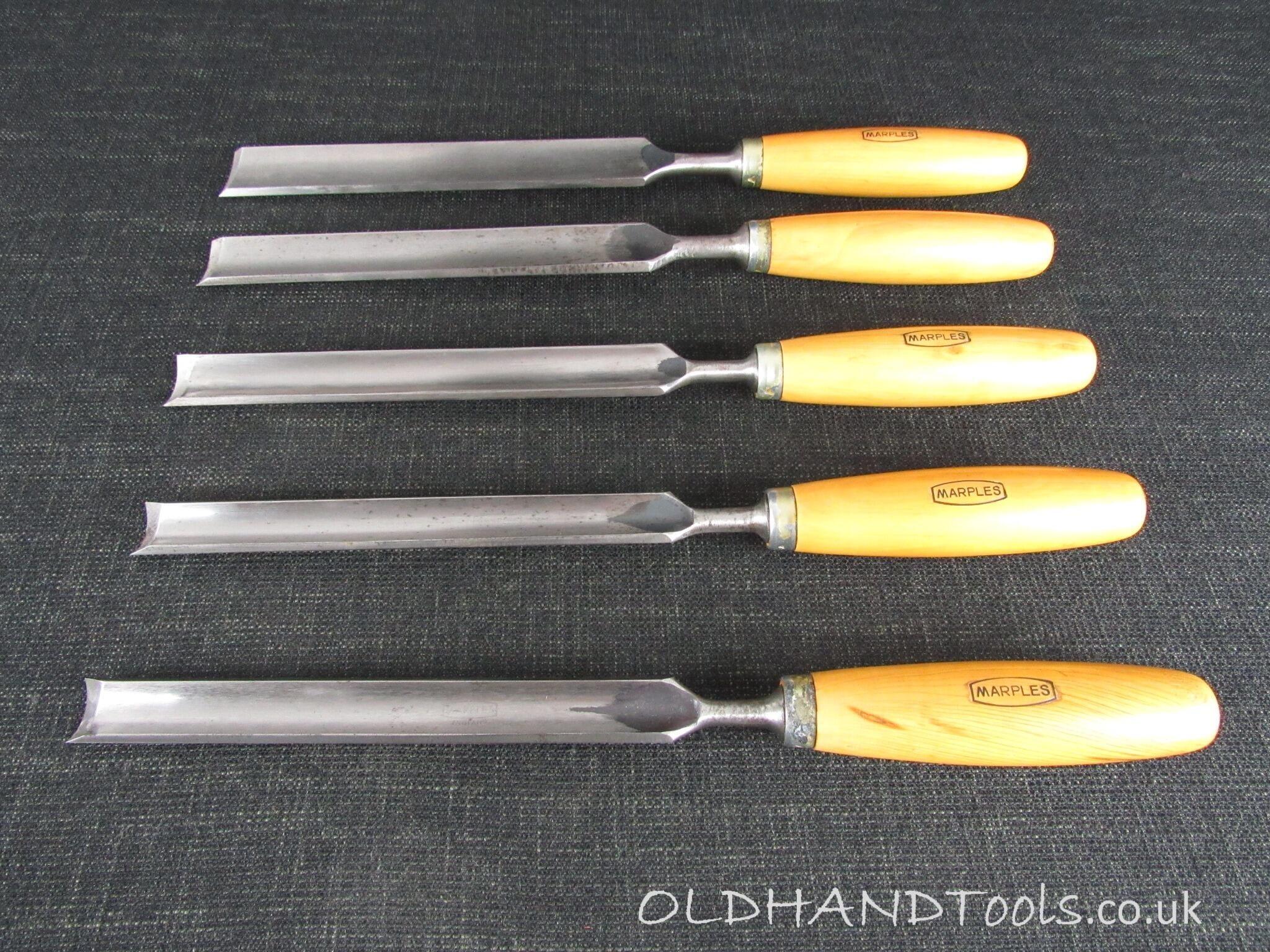 5 Unused MARPLES Paring Gouges with Boxwood Handles *SOLD*