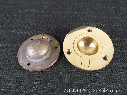 Vintage Round Brass Flush Ring Pull Cabinet Handles