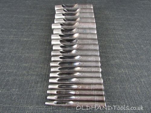 Graduated Set of 19 Leather Round Punches by PRIORY - Saddlers Round Punches