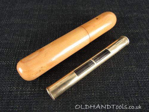 EDWARD PRESTON Brass Pocket Level in Boxwood Tube