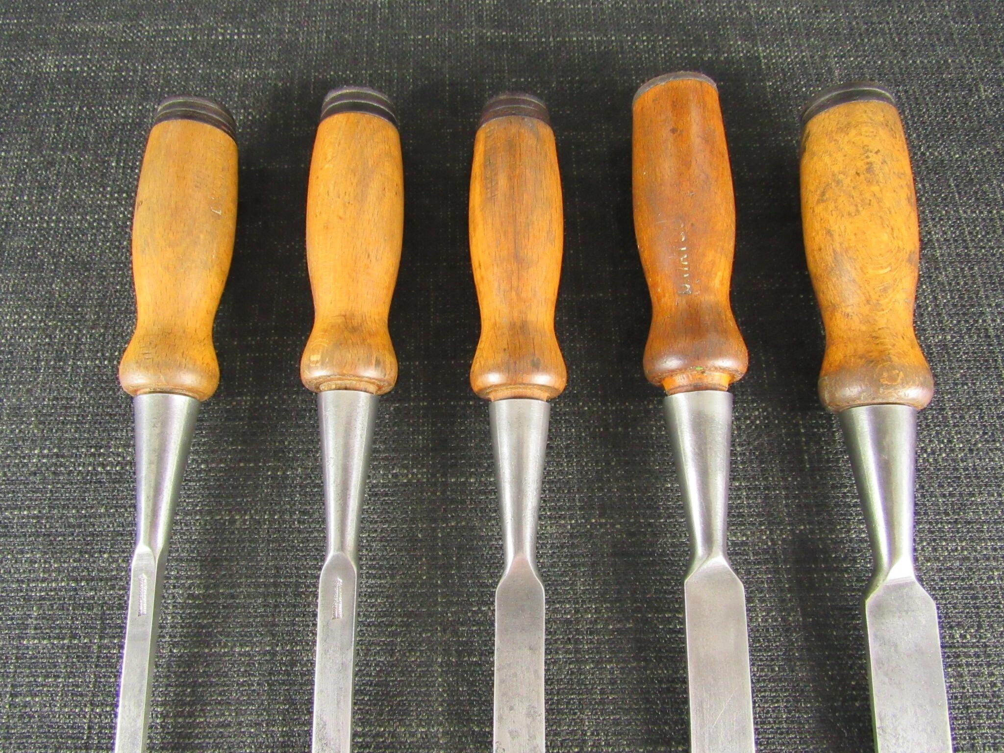 Graduated Set of 5 MARPLES Bevel Edge Socket Cabinet Chisels *SOLD*