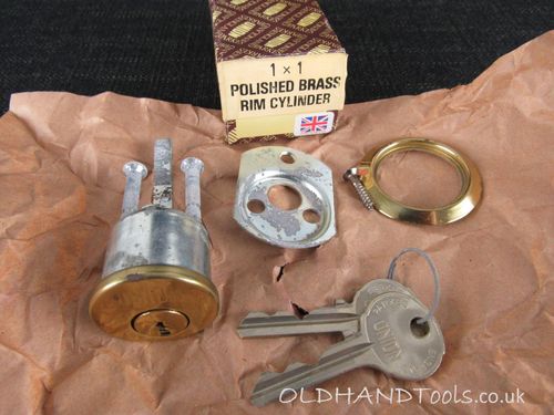 UNION 1 x 1 Polished Brass Rim Cylinder - New Old Stock