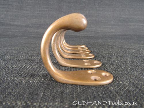 6 Vintage Brass Hooks