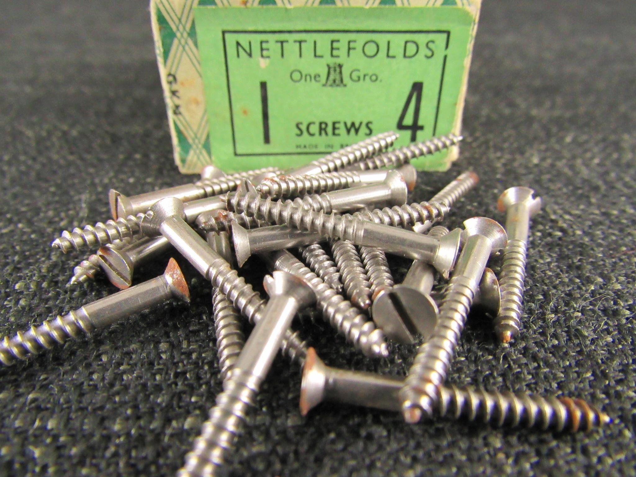 NETTLEFOLDS 4 x 1 CSK Slotted Steel Screws (Qty 25)