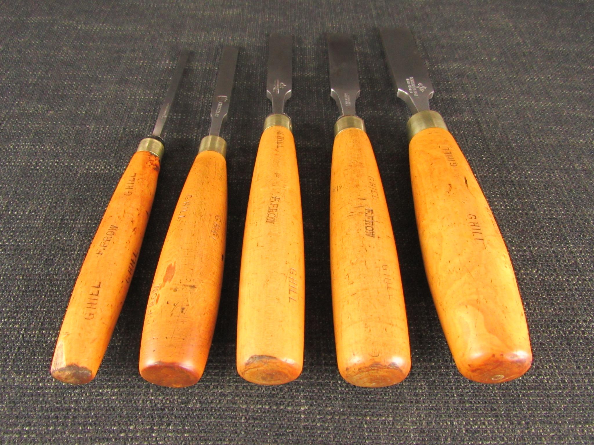 Set of 5 Firmer Chisels with Boxwood Handles