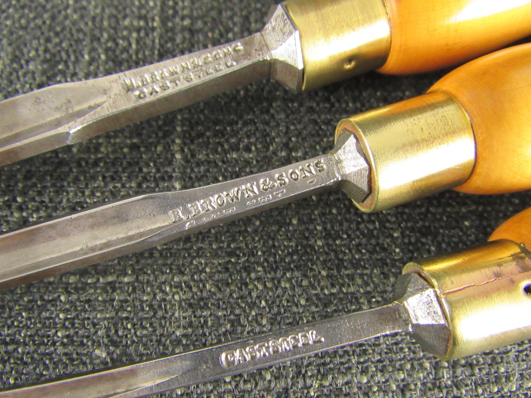 Set of 3 HENRY BROWN & SONS Paring Gouges with London Boxwood Handles ...