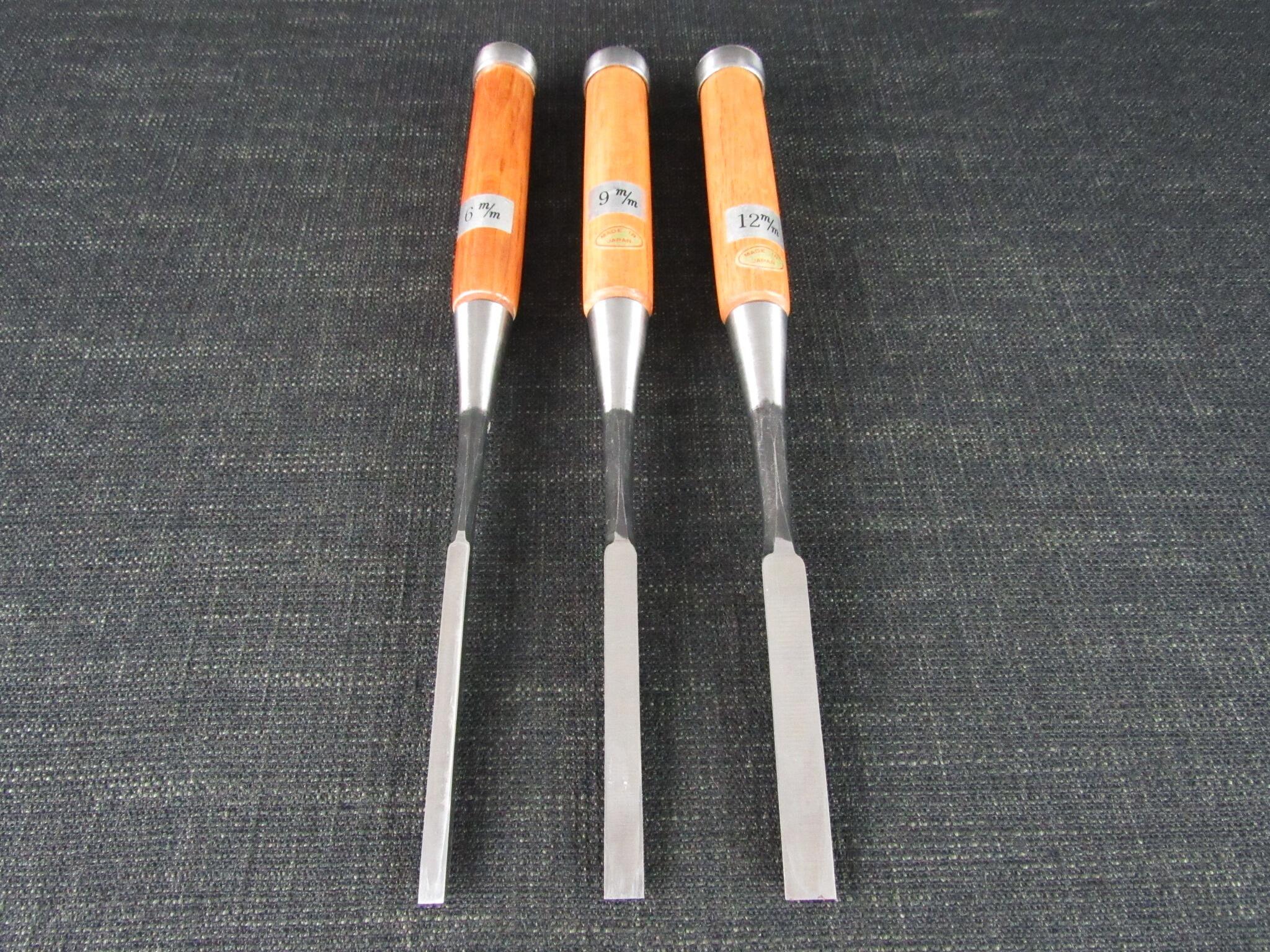 3 Graduated Japanese Oire Nomi Chisels