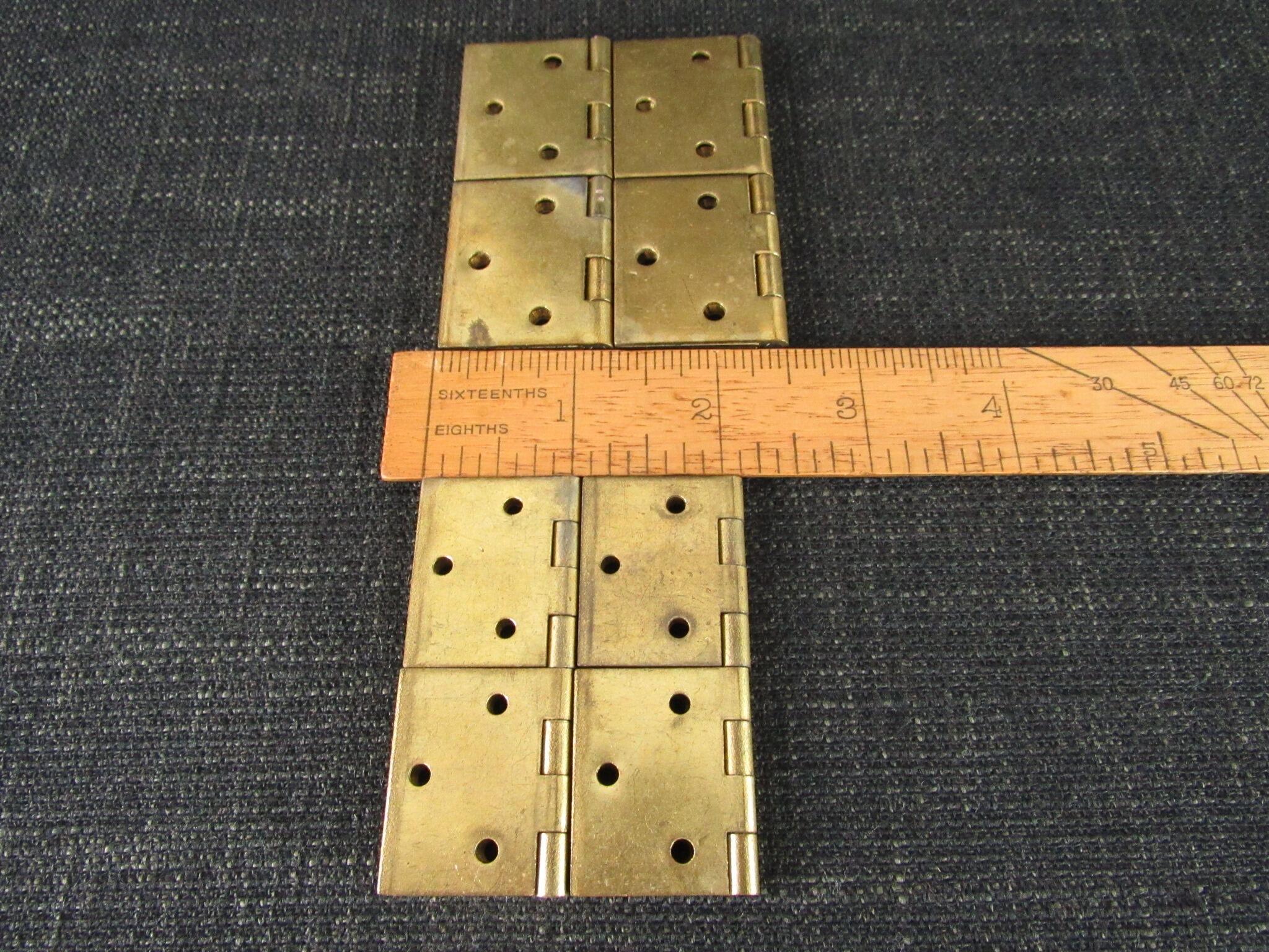 8 Brass Backflap Hinges with Steel Pins - Unused