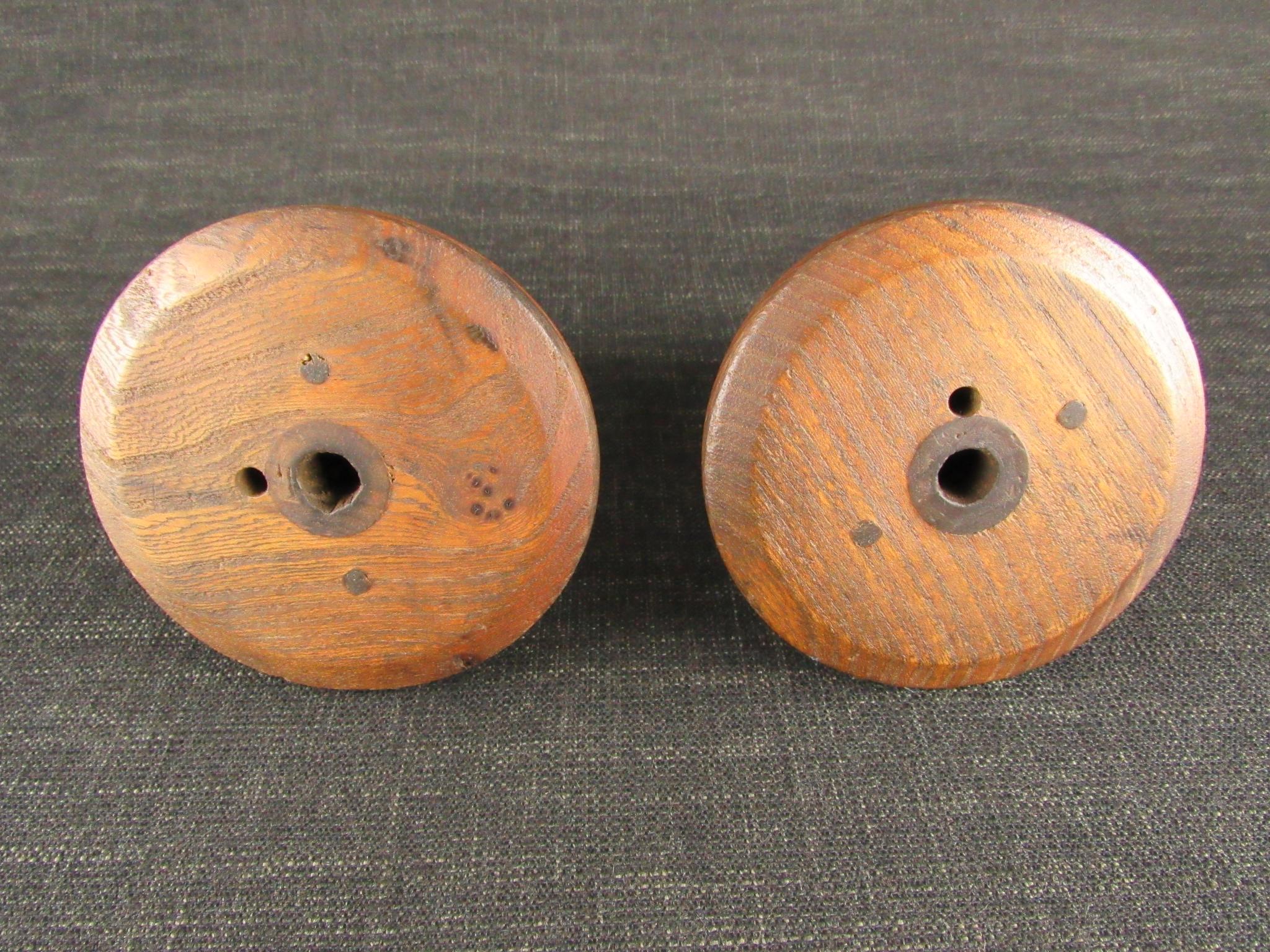 Pair of Vintage Wooden Yarn Spools