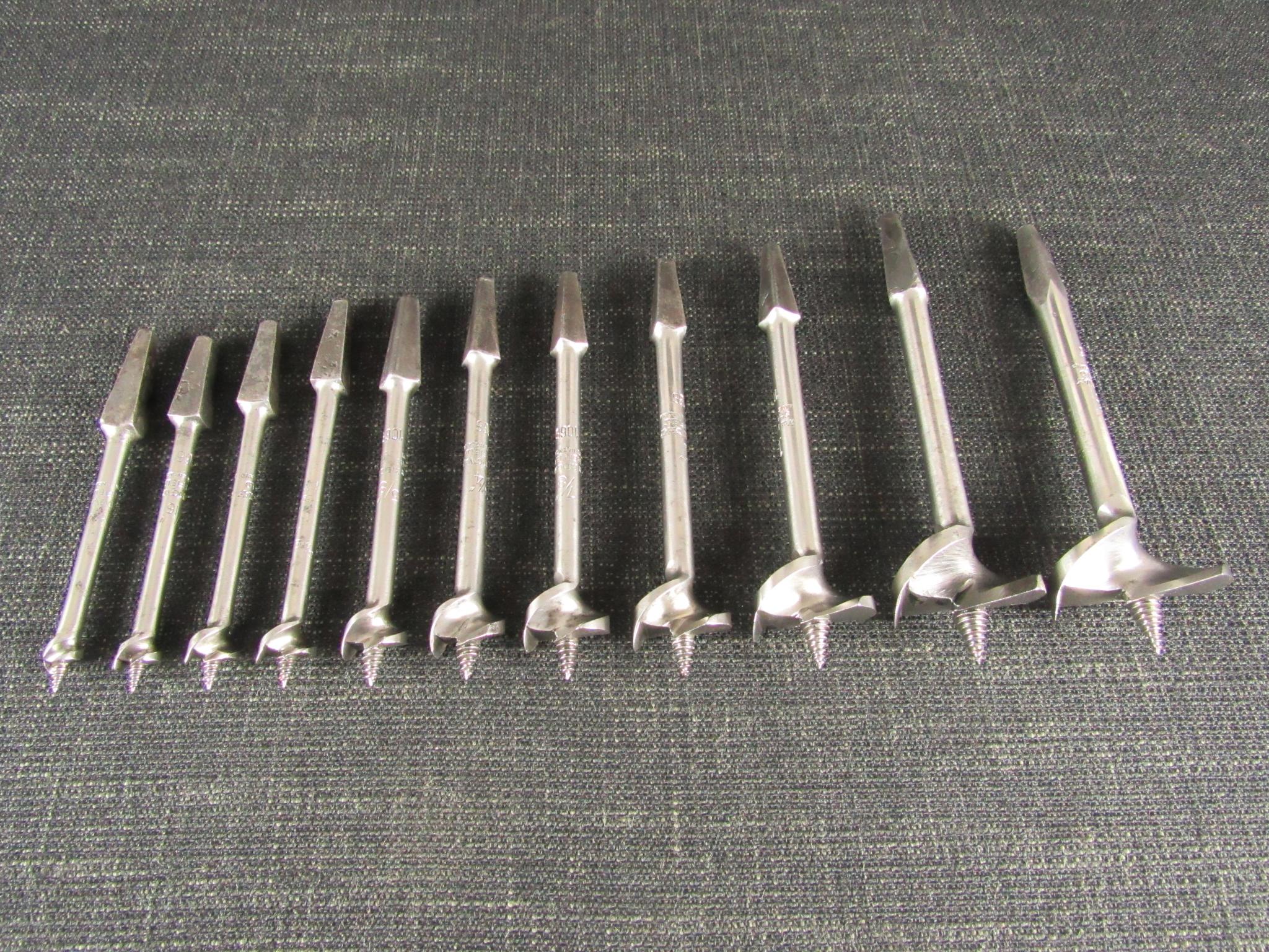 Graduated Set of 11 RIDGWAY Brace Bits RIDGWAY 1066 Brace Centre Bits