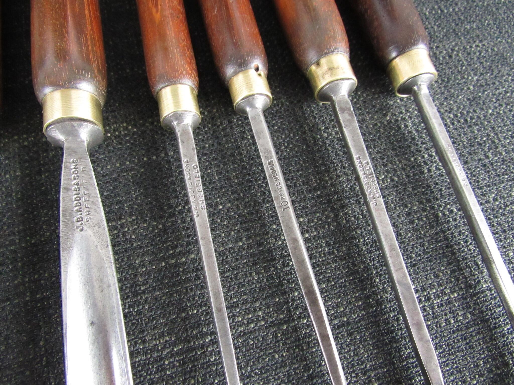 Set of 12 Antique JB ADDIS Carving Tools - 10 Prize Medals