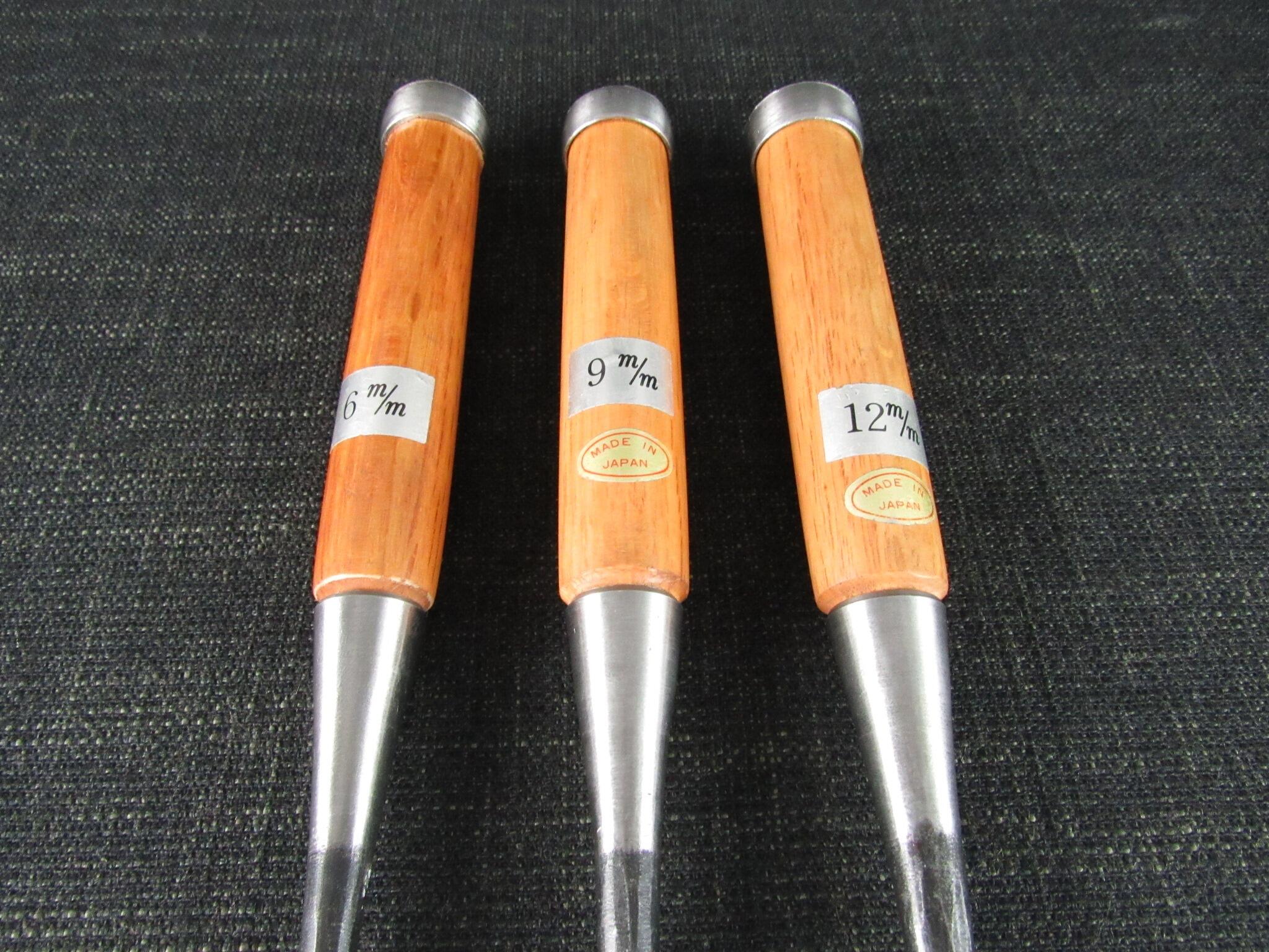 3 Graduated Japanese Oire Nomi Chisels