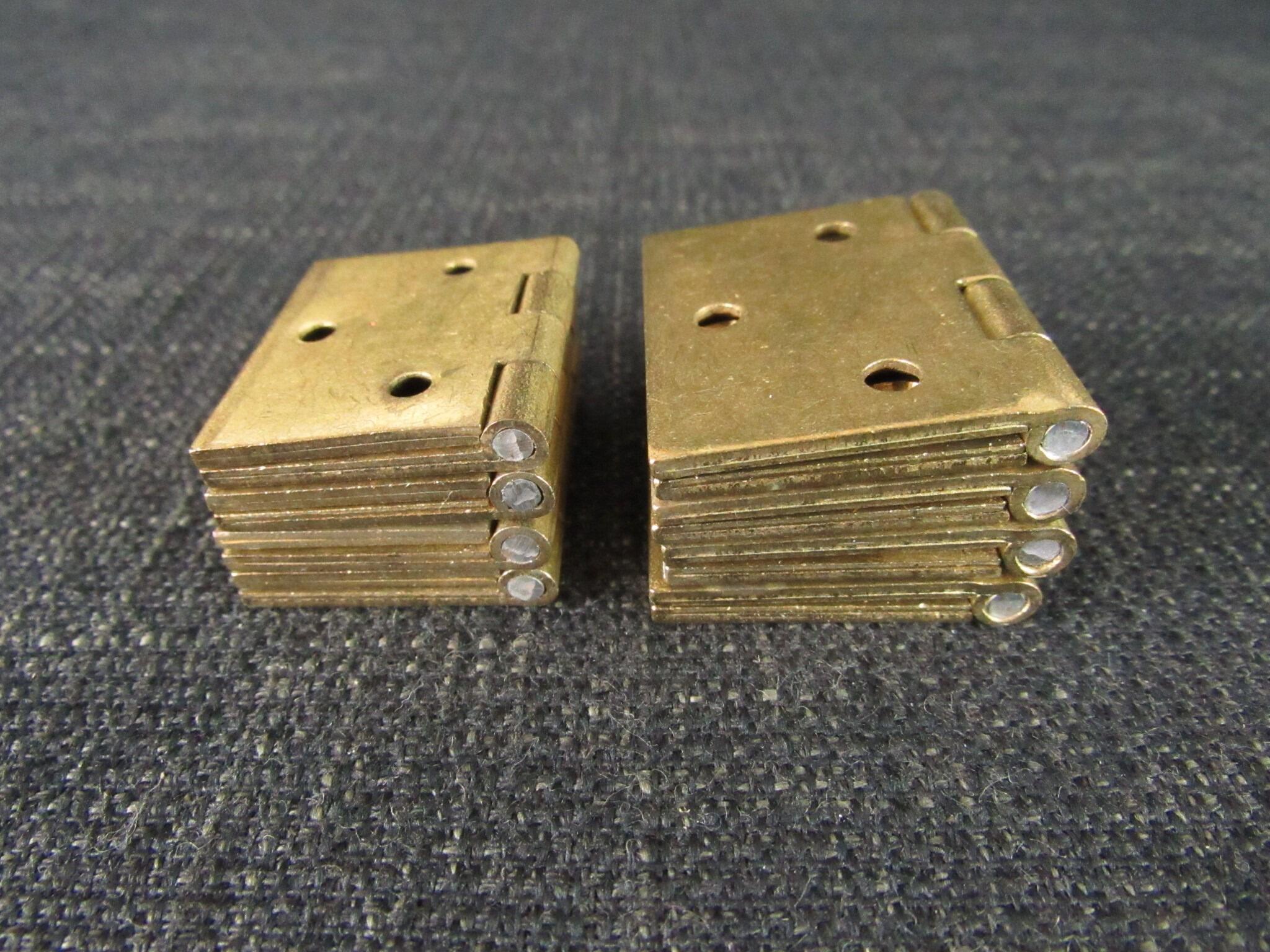 8 Brass Backflap Hinges with Steel Pins - Unused