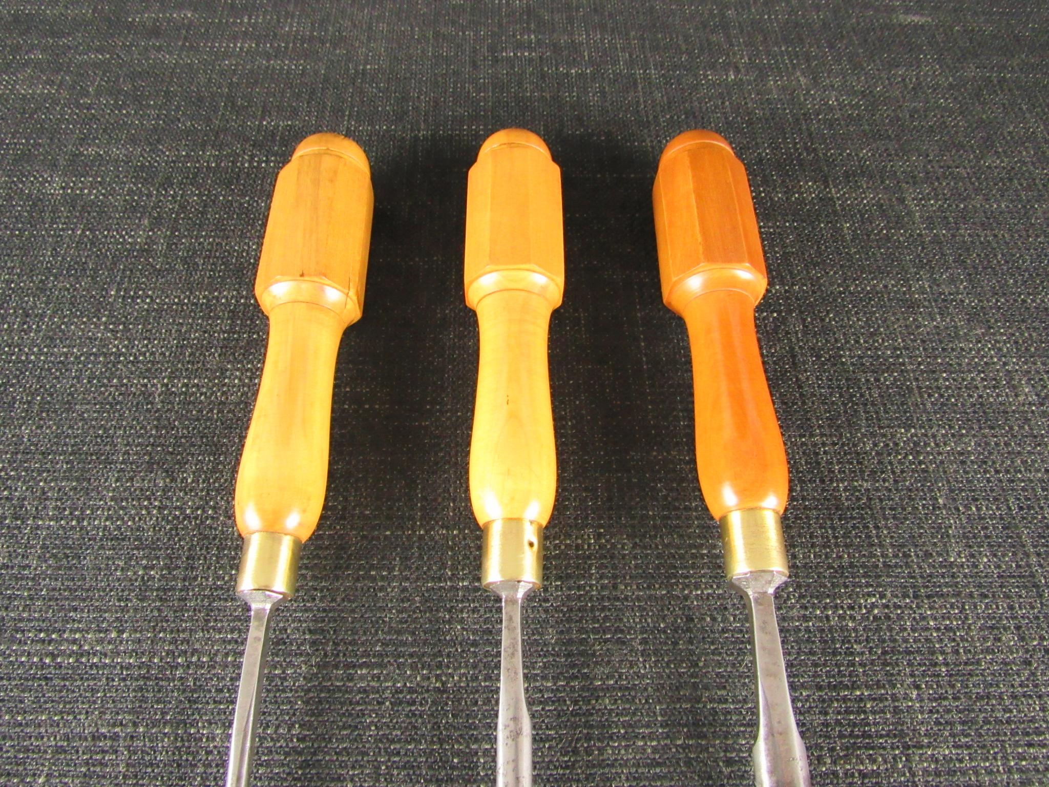 Set of 3 HENRY BROWN & SONS Paring Gouges with London Boxwood Handles ...